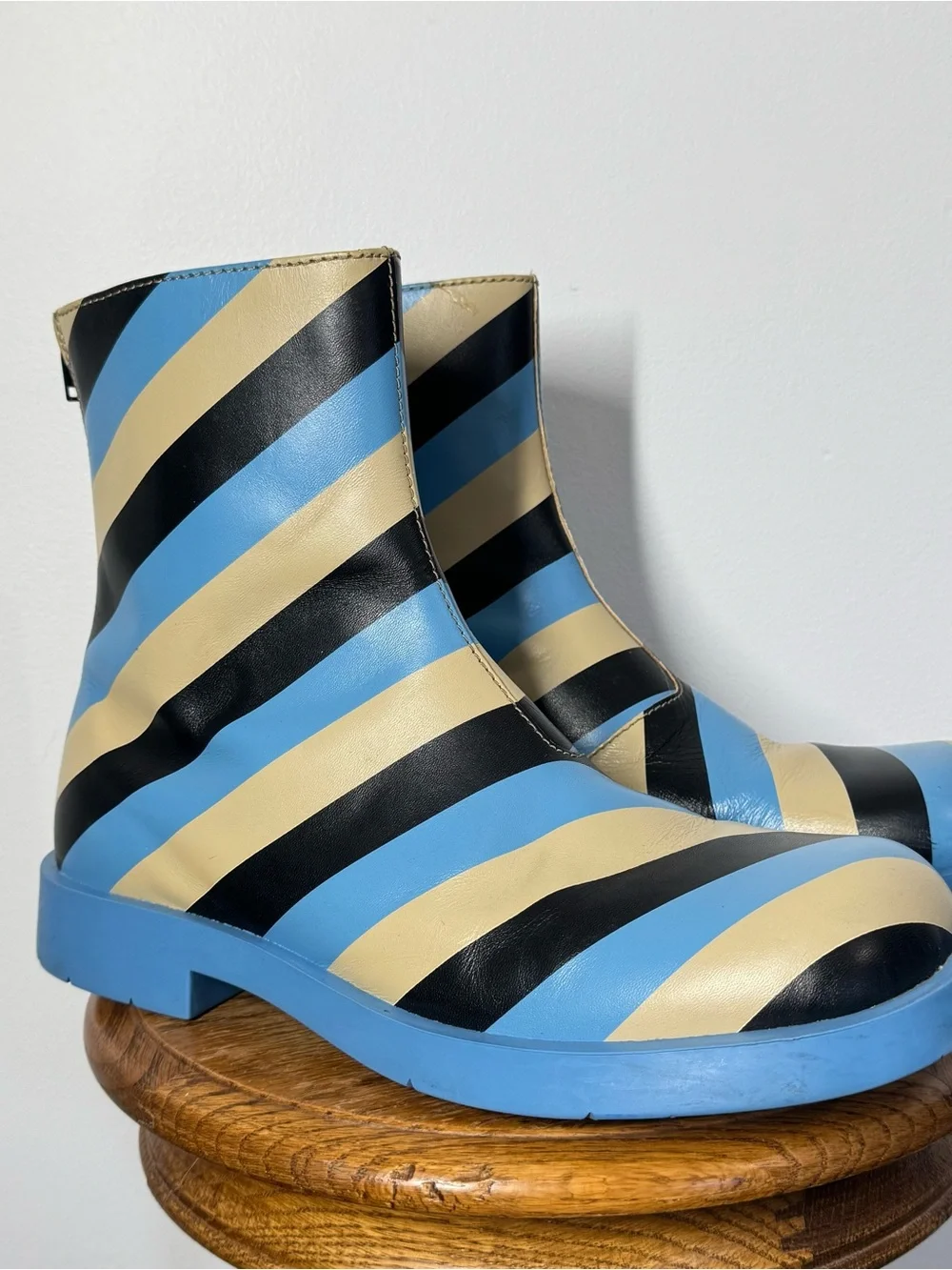 Camper MIL 1978 Zip Ankle Boots Blue Tan Black Stripe Leather Men’s 43/ US 9.5